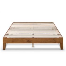 Full size Mid-Century Modern Solid Wood Platform Bed Frame in Natural