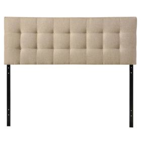 Queen size Modern Beige Tan Taupe Fabric Tufted Upholstered Headboard