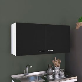 Wall Cabinet Toran, Two Shelves, Double Door, Black Wengue Finish