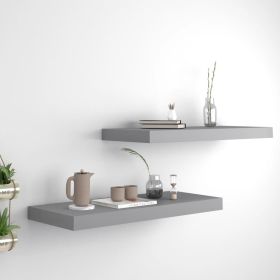 Floating Wall Shelves 2 pcs Gray 23.6"x9.3"x1.5" MDF