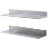 VEVOR 8.6" x 30" Stainless Steel Shelf, Wall Mounted Floating Shelving with Backsplash, 44 lbs Load Capacity Commercial Shelves