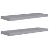 Floating Wall Shelves 2 pcs Gray 31.5"x9.3"x1.5" MDF