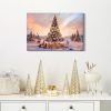 Framed Canvas Wall Art Decor Painting For Chrismas, Lighted Pine Tree at Night Chrismas Gift Painting For Chrismas Gift