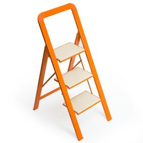 Lightweight Foldable Ladder In Aluminum (Color: Orange)