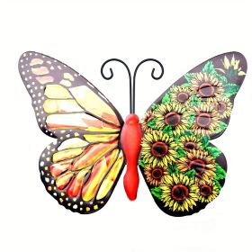 1pc/4pcs, Metal Butterfly Wall Art Decor, 3D Outdoor Sculpture Iron Outdoor Hanging Decor Ornaments, Metal Hand-made Butterfly Wall Art (Style: Orange)