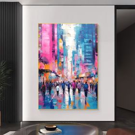 Hand Painted Oil Painting Abstract Cityscape Oil Painting on Canvas Original Urban Scenery Painting Modern Building Art Living room Wall Decor Custom (Style: 01, size: 60X90cm)