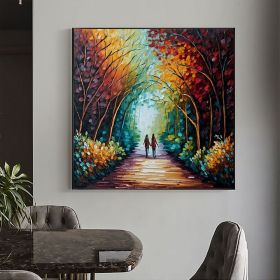 Hand Painted Oil Painting Abstract Original Romantic Cityscape Oil Painting On Canvas Large Wall Art Colorful Tree Painting Custom Painting Living roo (Style: 01, size: 60x60cm)